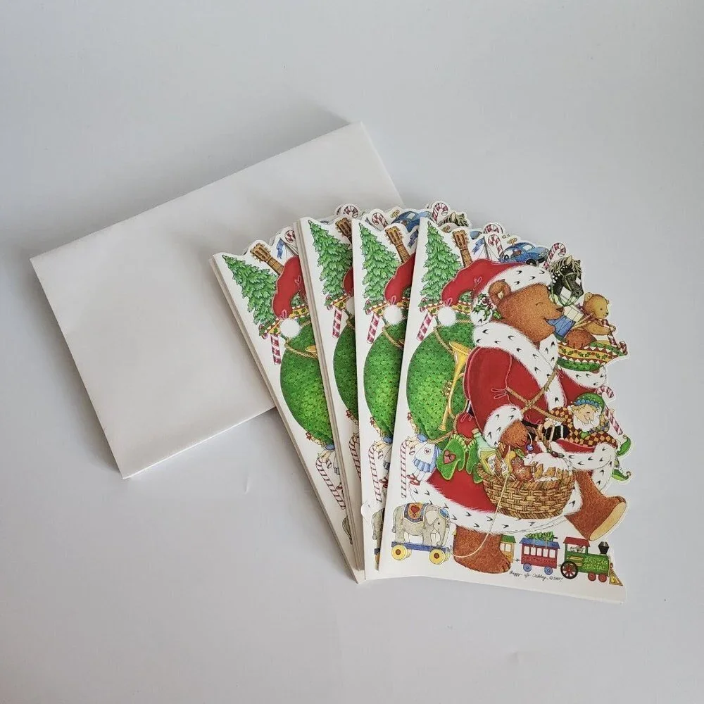 SET OF 11 Vintage Renaissance Peggy Jo Ackley 1987 Teddy Bear Santa Claus Cards